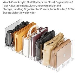 Clear Acrylic Purse/ Accessories Closet or Desk File Organizer